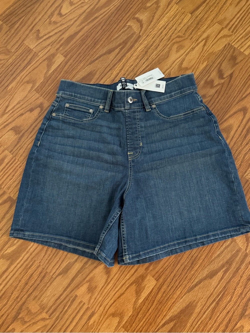 SPANX Indigo High-Rise Denim Shorts